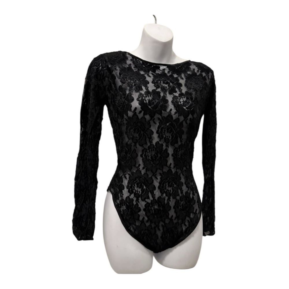 Vintage Black whimsigoth velvet lace bodysuit